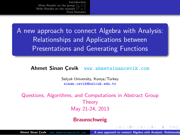 a new approach to connect algebra with analysis