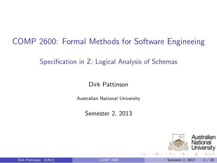 comp 2600 formal methods for software engineeing