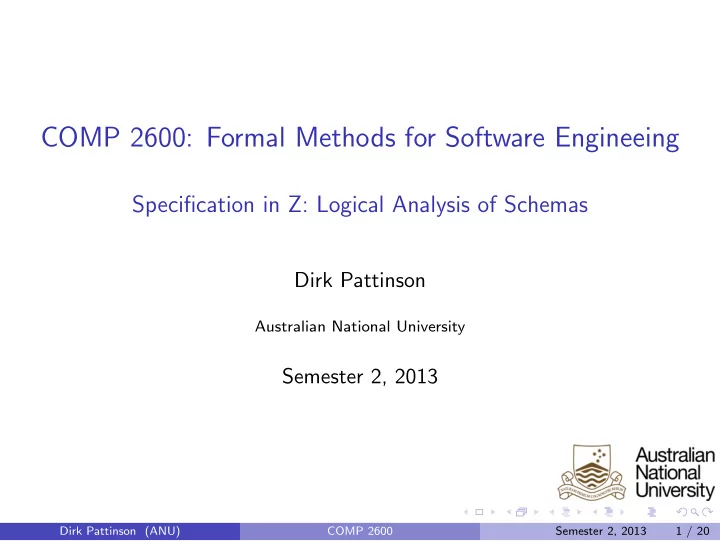 comp 2600 formal methods for software engineeing