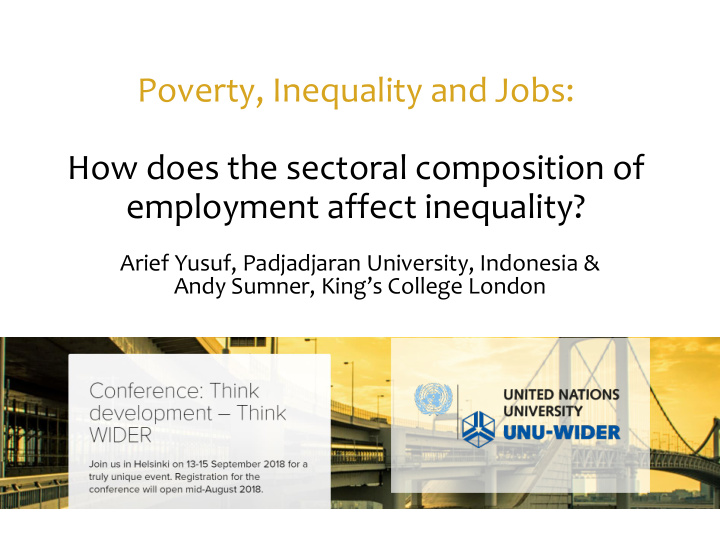 poverty inequality and jobs how does the sectoral