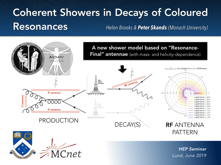 coherent showers in decays of coloured resonances