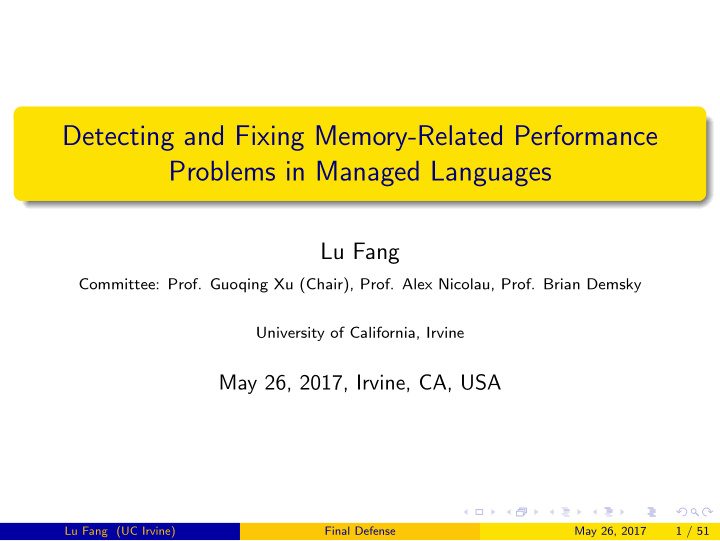 detecting and fixing memory related performance problems