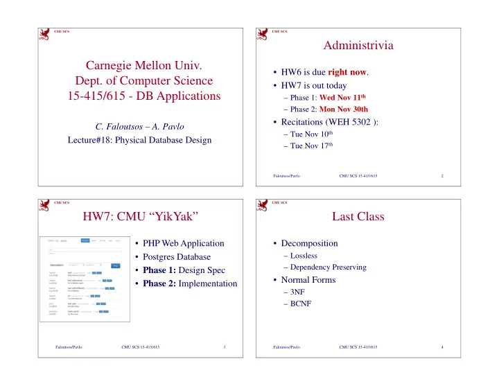 administrivia carnegie mellon univ