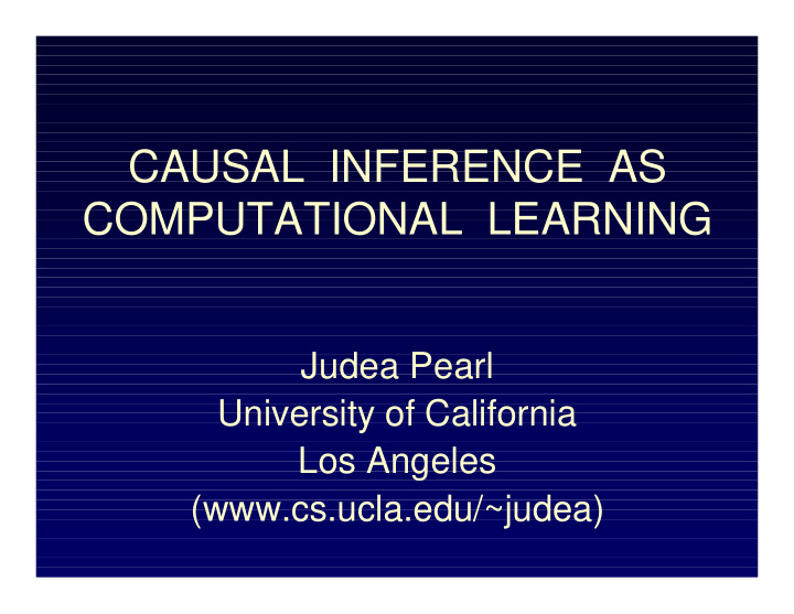 causal inference as computational learning