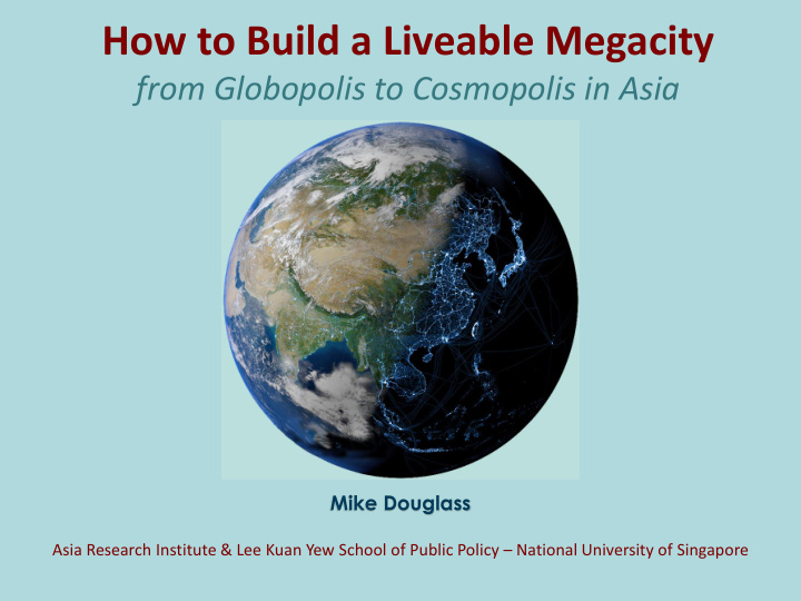 how to build a liveable megacity