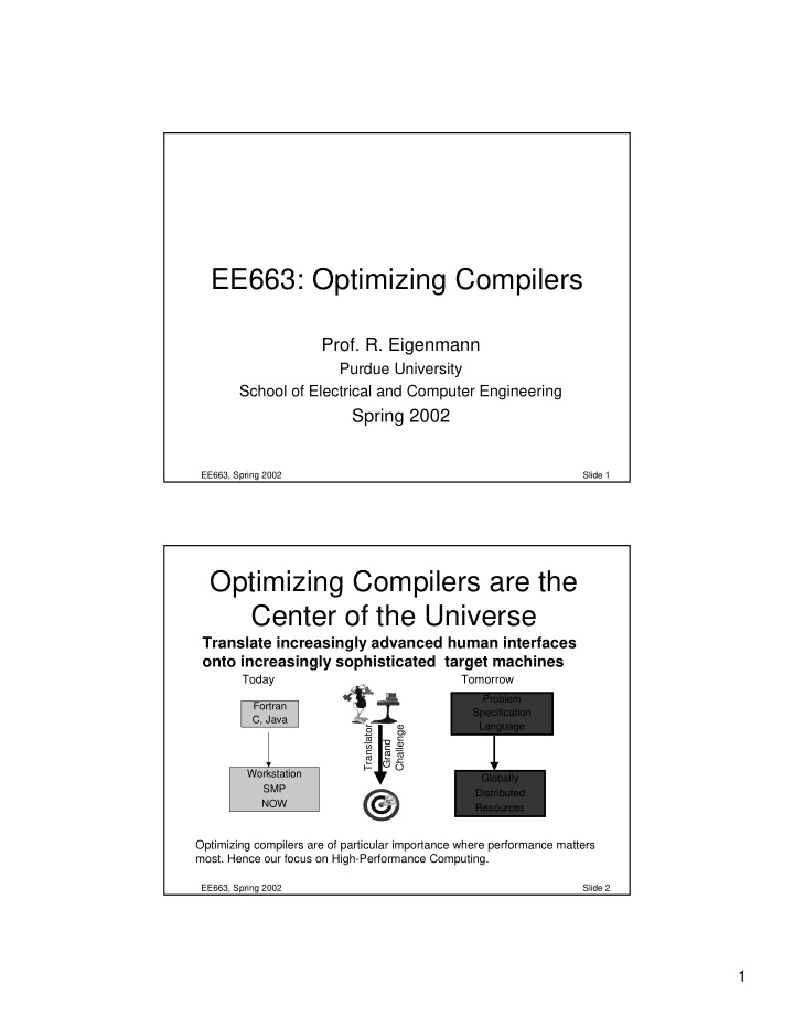 ee663 optimizing compilers