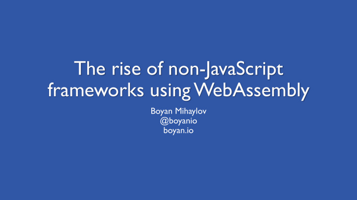 frameworks using webassembly