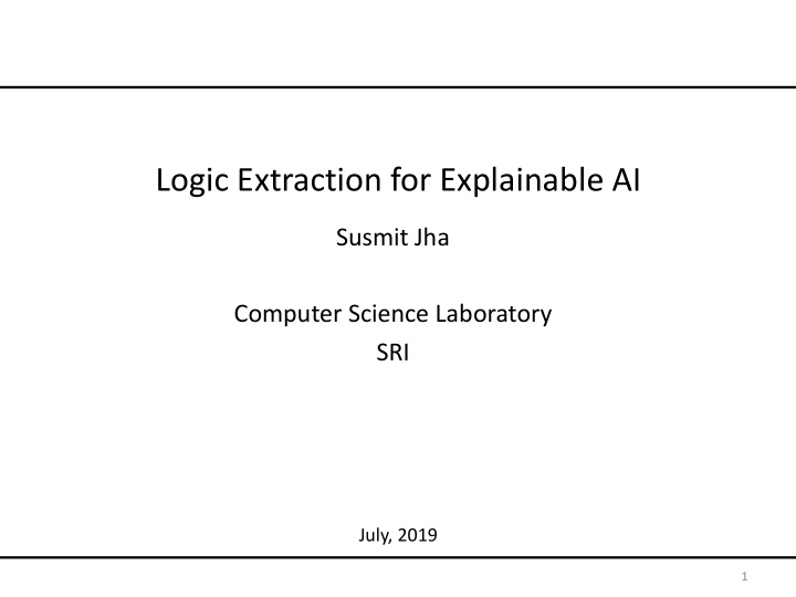 logic extraction for explainable ai