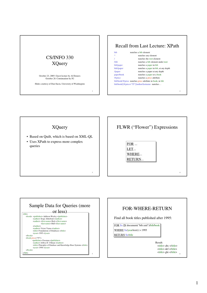 recall from last lecture xpath