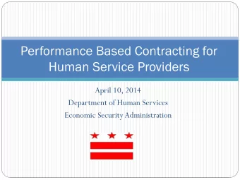 Human Service Providers  April 10, 2014  Department of Human Services  Economic Security