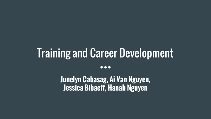 training and career development