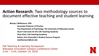 Action Research : Two methodology sources to  document effective teaching and student learning