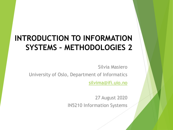 introduction to information systems methodologies 2