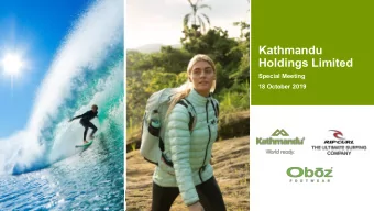 Kathmandu  Holdings Limited  Special Meeting  18 October 2019  AGENDA: SPECIAL MEETING 18 OCTOBER