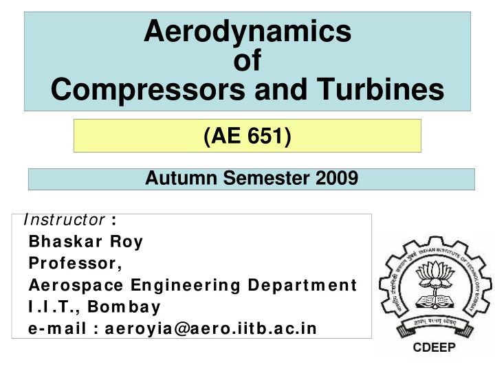 aerodynamics of compressors and turbines