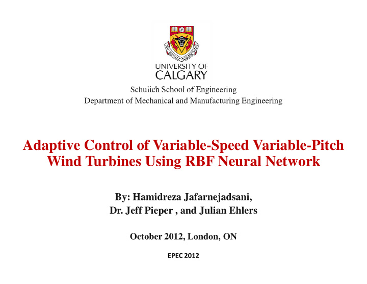 adaptive control of variable speed variable pitch wind