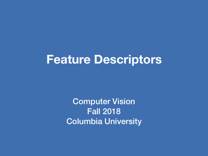 feature descriptors