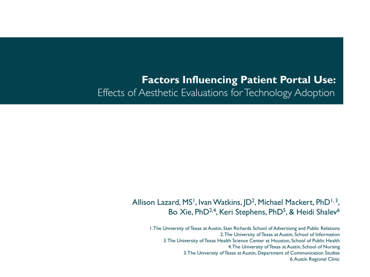 factors influencing patient portal use effects of
