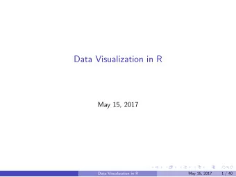 Data Visualization in R  May 15, 2017  Data Visualization in R  May 15, 2017  1 / 40  Jumping In