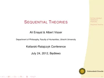 Overview  Full Non-standard  Satisfaction  Predicates  Sequential Theories  Full Non-standard