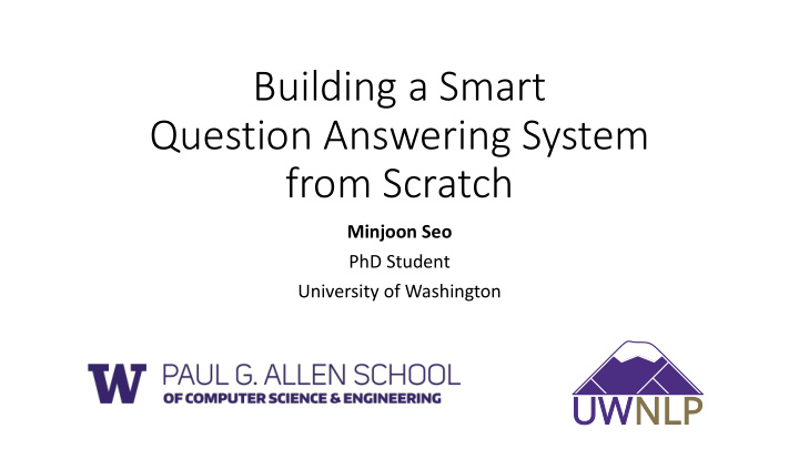 building a smart question answering system from scratch