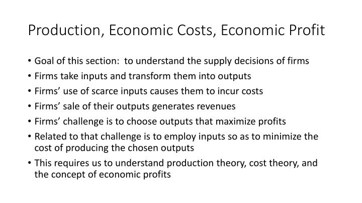production economic costs economic profit