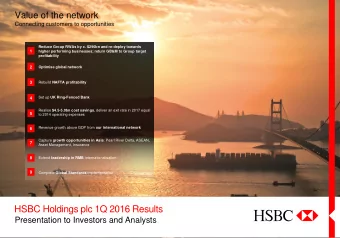 HSBC Holdings plc 1Q 2016 Results  Presentation to Investors and Analysts  1  Our highlights 1 st