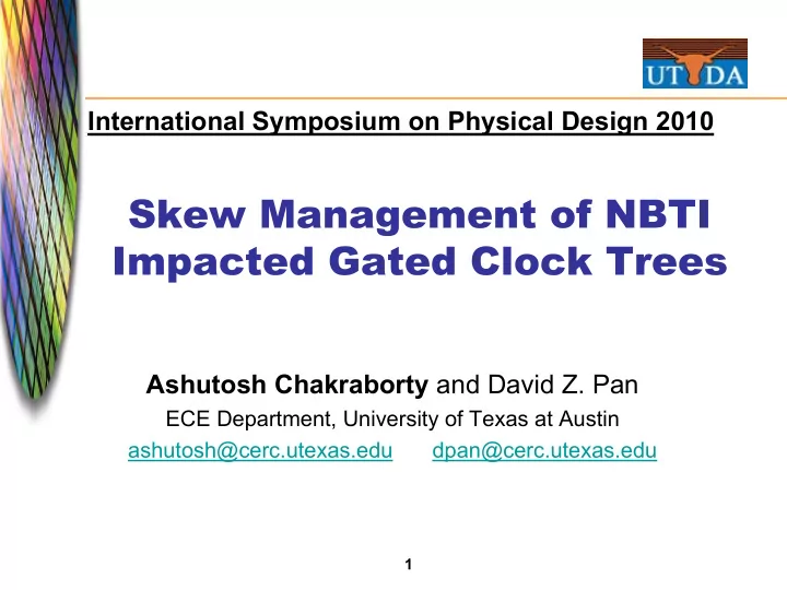 skew management of nbti impacted gated clock trees
