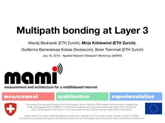 Multipath bonding at Layer 3 Maciej Bednarek (ETH Zurich), Mirja Khlewind (ETH Zurich) ,