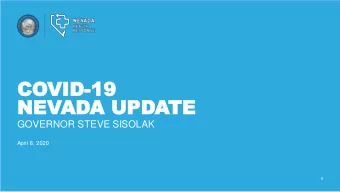 CO  COVID  VID-19  19  NEV  NEVAD  ADA UPD  A UPDATE  TE  GOVERNOR STEVE SISOLAK  April 8, 2020  1