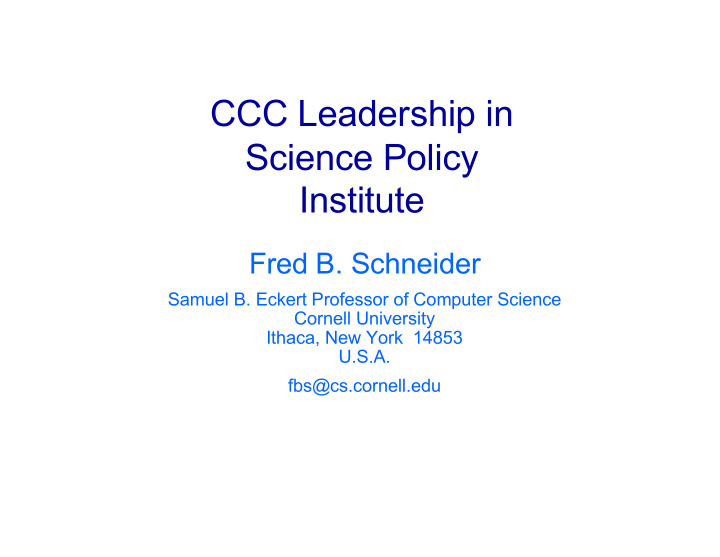 ccc leadership in science policy institute