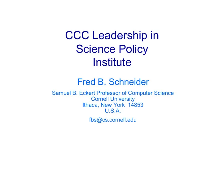 ccc leadership in science policy institute