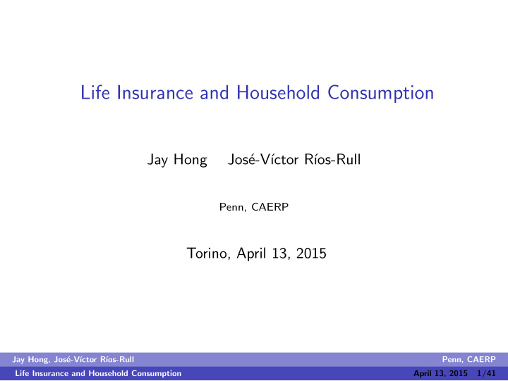 life insurance and household consumption