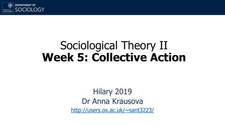 sociological theory ii week 5 collective action