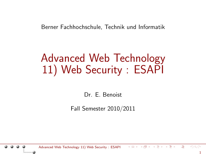 advanced web technology 11 web security esapi