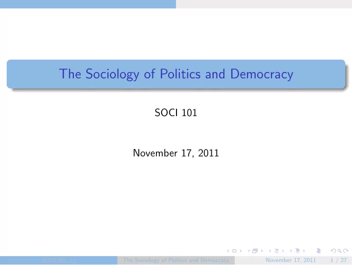 the sociology of politics and democracy