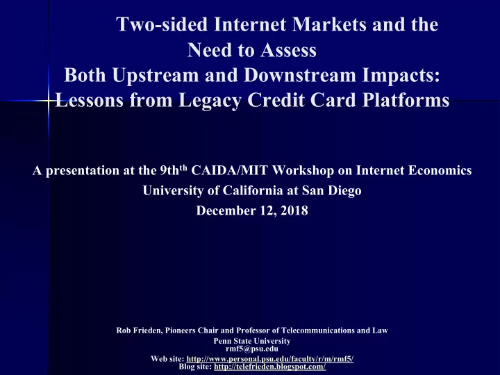 two sided internet markets and the need to assess both