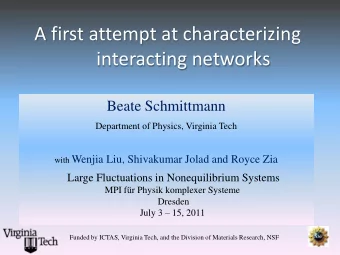 interacting networks  Beate Schmittmann  Department of Physics, Virginia Tech with Wenjia Liu,