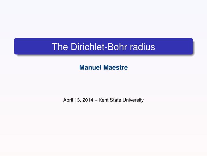 the dirichlet bohr radius