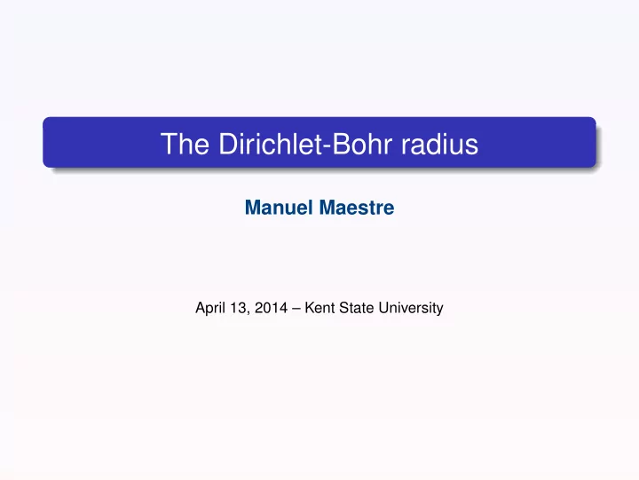 the dirichlet bohr radius