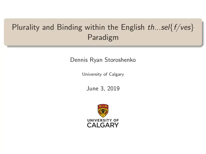 plurality and binding within the english th sel f ves