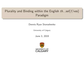 Plurality and Binding within the English th...sel { f/ves }  Paradigm  Dennis Ryan Storoshenko