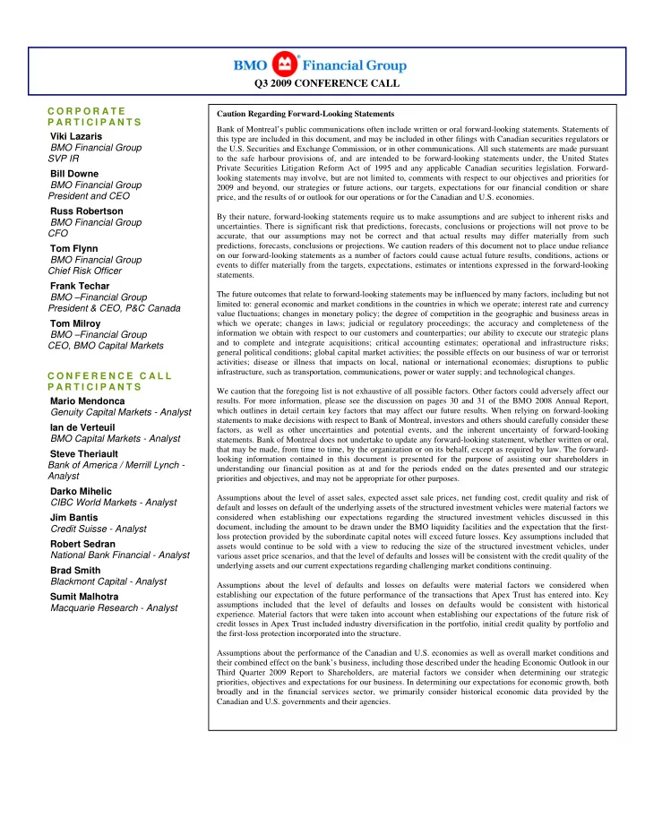 q3 2009 conference call
