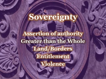 Sovereignty  Assertion of authority  Greater than the Whole  Land/Borders  Entitlement  Violence