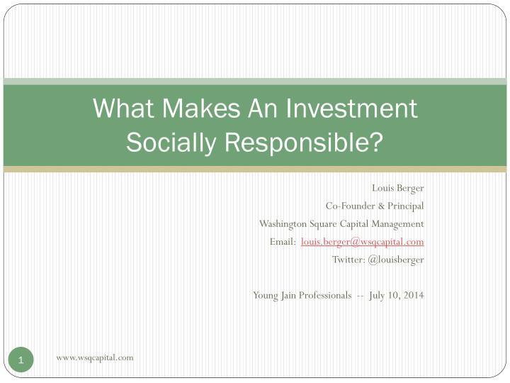 what makes an investment socially responsible