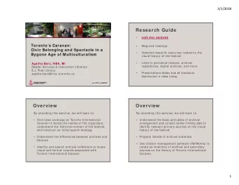 Research Guide    uoft.m e/ caravan  Torontos Caravan:    Required readings  Civic