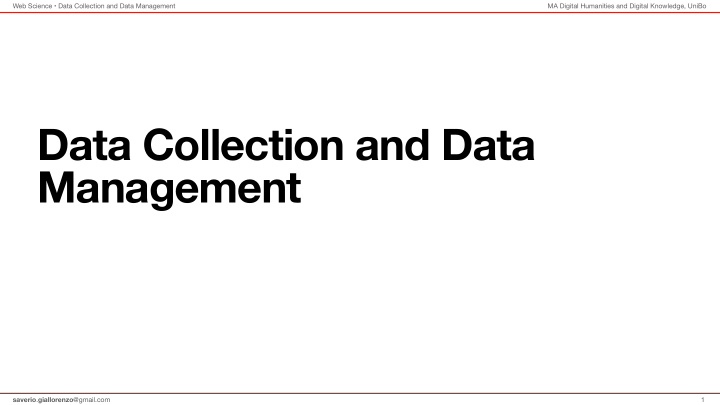 data collection and data management