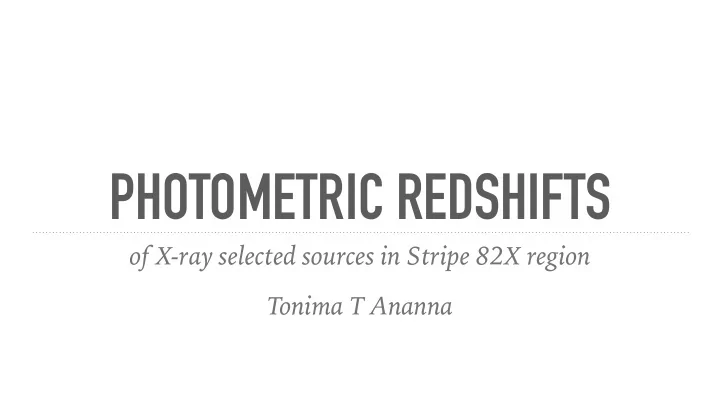 photometric redshifts
