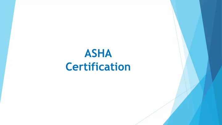 certification pathway to ccc a