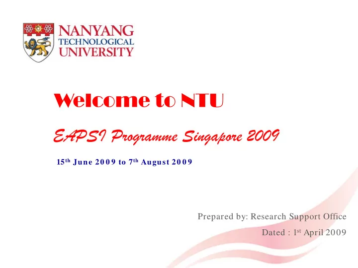 welcome to ntu